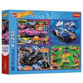 Trefl 4-in-1 Hot Wheels Racing Cars Puzzle - 250 Pcs | 13312